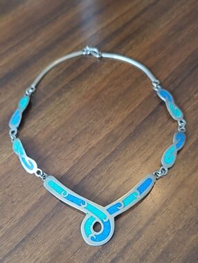 Vintage Stetling Alpaca Blue Turquoise Choker